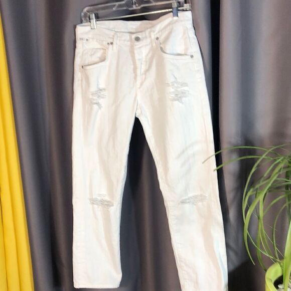 Citizens of Humanity distressed white button fly jeans size 27 NWOT - Picture 1 of 13